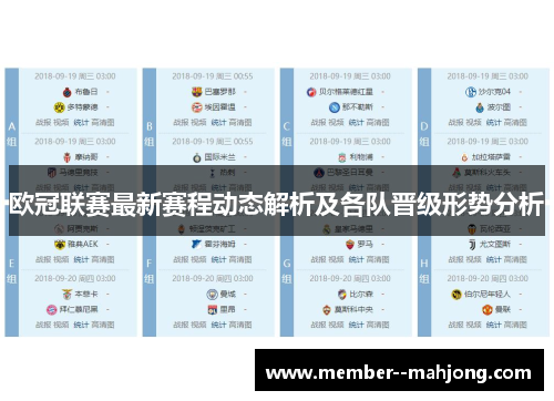 欧冠联赛最新赛程动态解析及各队晋级形势分析